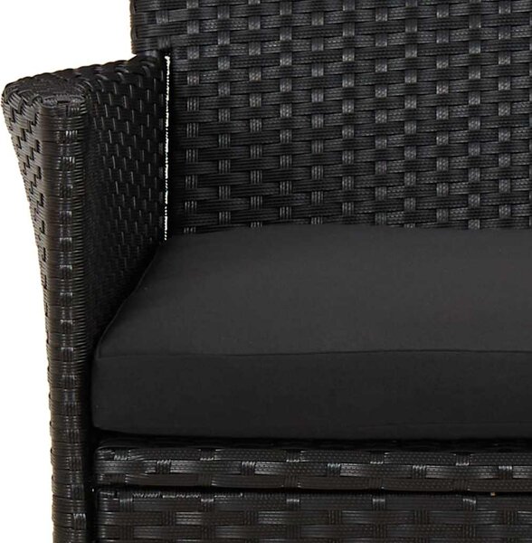 5dílný zahradní bistro set s poduškami černý polyratan 3187417
