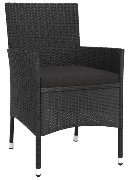 3dílný zahradní bistro set s poduškami černý polyratan 3187416
