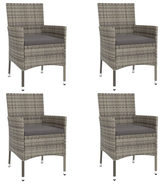 5dílný zahradní bistro set s poduškami šedý polyratan 3187419