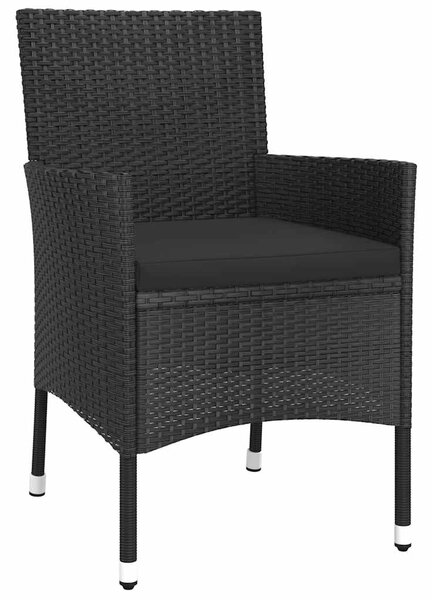 5dílný zahradní bistro set s poduškami černý polyratan 3187417