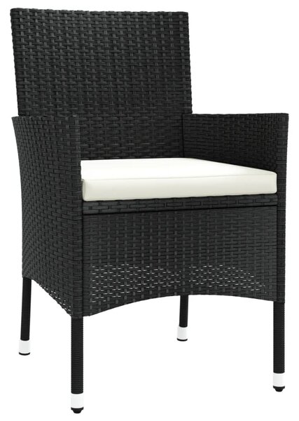 3dílný zahradní bistro set s poduškami černý polyratan 3187414