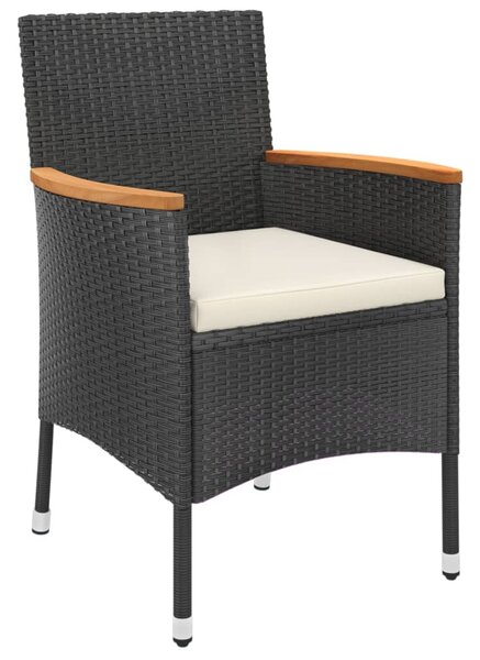 3dílný zahradní bistro set s poduškami černý polyratan 3187422