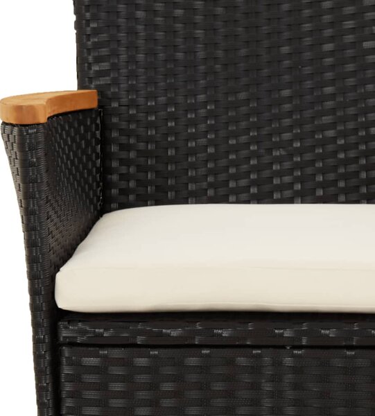 3dílný zahradní bistro set s poduškami černý polyratan 3187422