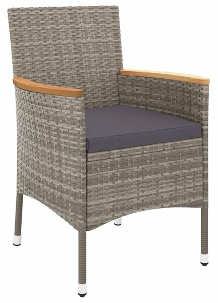 3dílný zahradní bistro set s poduškami šedý polyratan 3187424