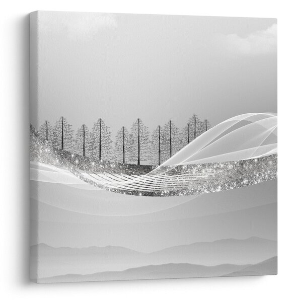 Obraz - Stříbrná krajina (30x30 cm)