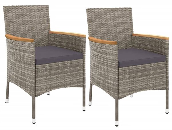 3dílný zahradní bistro set s poduškami šedý polyratan 3187424