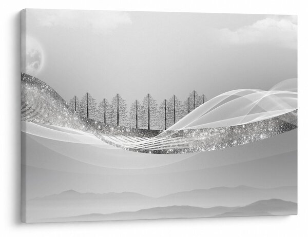 Obraz - Stříbrná krajina (70x50 cm)