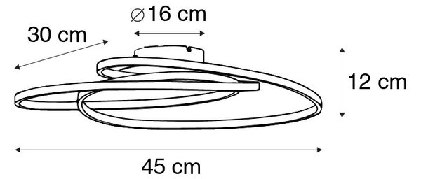 Stropní svítidlo zlaté 45 cm včetně LED 3stupňové stmívatelné - Rowin