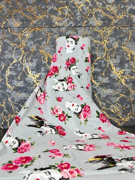 Ervi Bavlněná látka/plátno š.240cm - Florita na šedém 25210-15, metráž