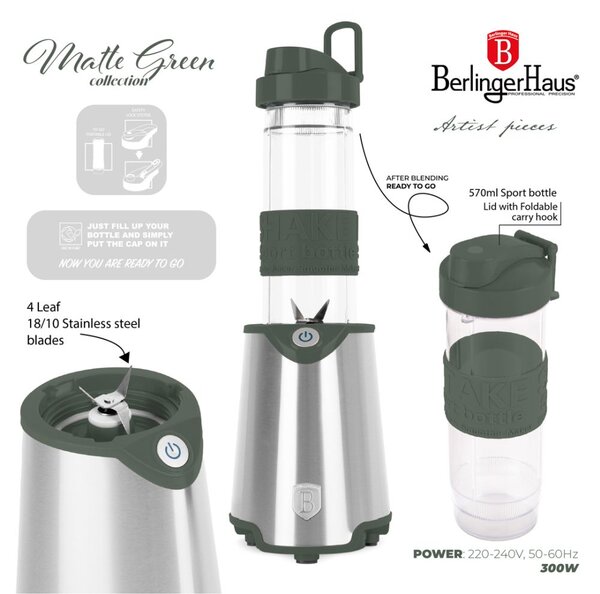 Mixér smoothie maker s lahví Matte Green Collection