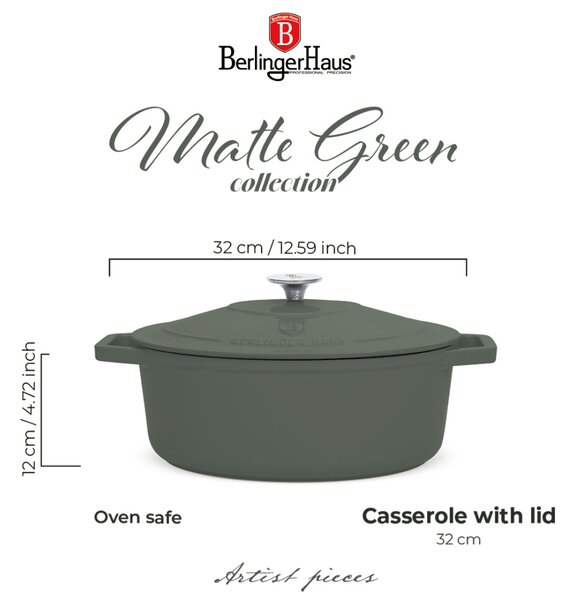 Pekáč litinový s poklicí 32 cm Matte Green Collection