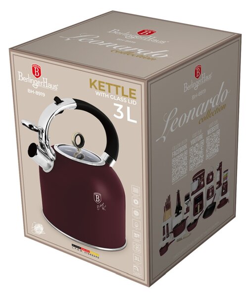 Konvice se skleněným víkem 3 l Leonardo Collection