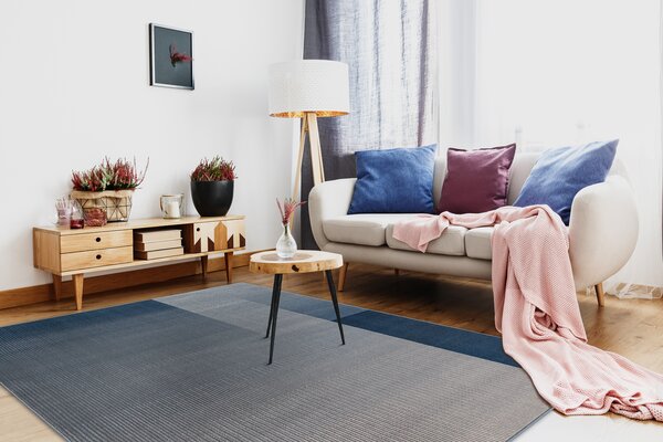 Makro Abra Vlněný kusový koberec NAIN 7710/51644 Moderní Geometrický béžový modrý Rozměr: 80x150 cm