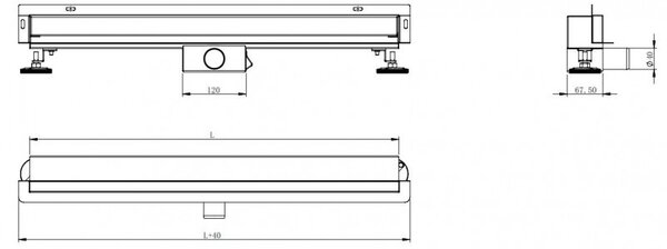 Odtokový žlab Mexen Flat Wall 100 cm