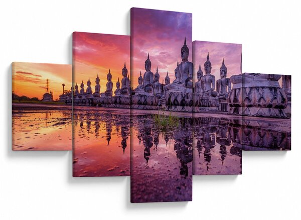 Obraz - Buddhové v západu slunce (125x70 cm)