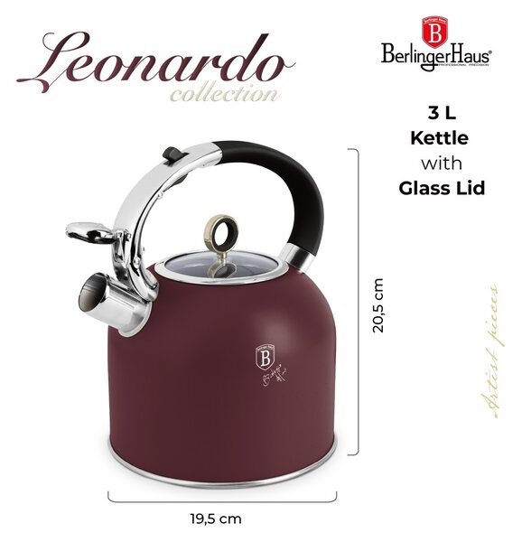 Konvice se skleněným víkem 3 l Leonardo Collection