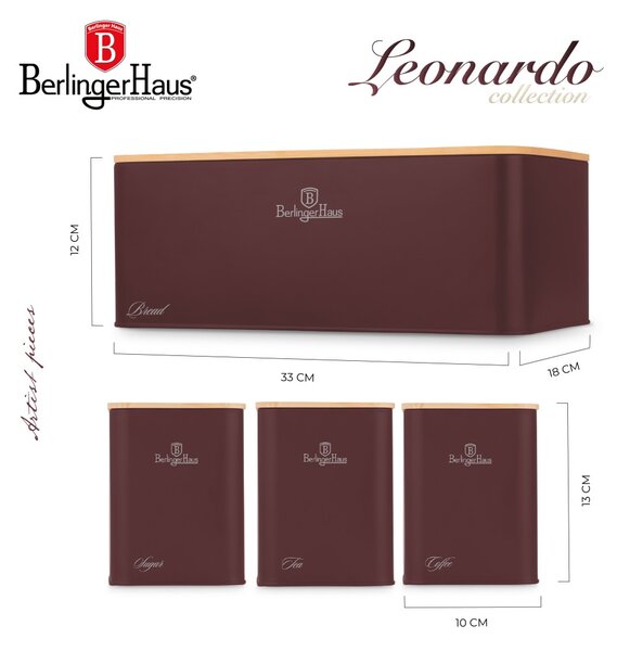 Chlebník a sada dóz na potraviny 4 ks Leonardo Collection