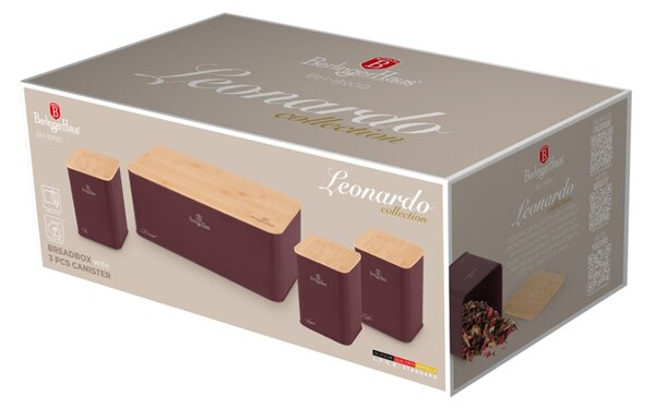 Chlebník a sada dóz na potraviny 4 ks Leonardo Collection