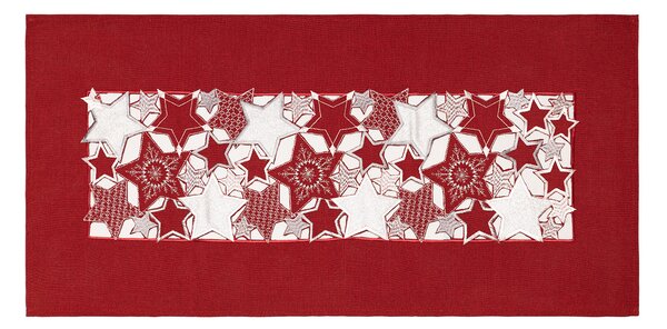 Tegatex Polyesterový ubrus - vánoční červený s bílými hvězdami 40x85 cm 40*85 cm