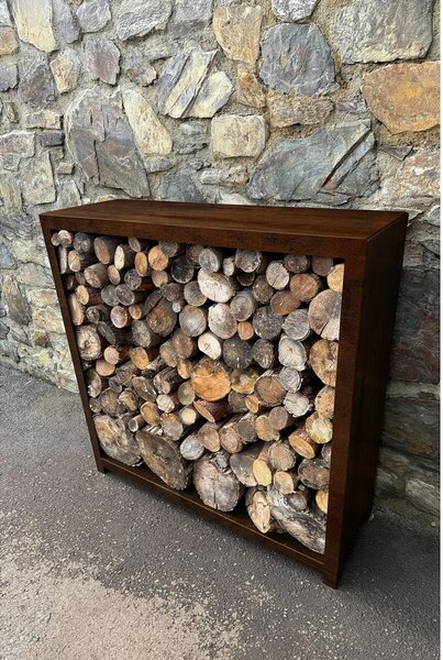 Stora Zahradní dřevník 120 x 120 x 40 cm, corten CORGARDEN 1036