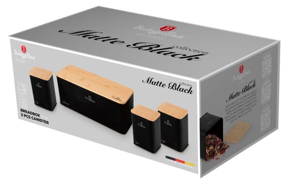 Chlebník a sada dóz na potraviny 4 ks Matte Black Collection