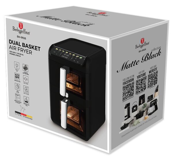 Horkovzdušná fritéza digitální dvojitá 4+6 l Matte Black Collection