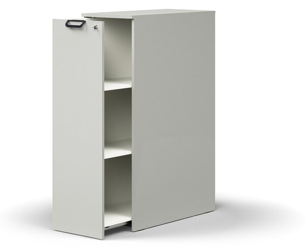AJ Produkty Výsuvná skříňka QBUS, levá, s úchytkou, 1250x400x800 mm, světle šedá