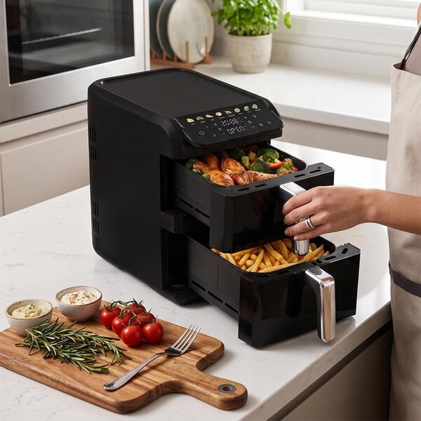 Horkovzdušná fritéza digitální dvojitá 4+6 l Matte Black Collection