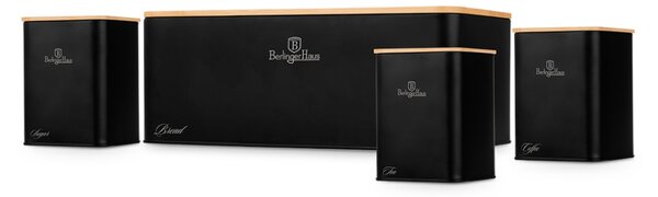 Chlebník a sada dóz na potraviny 4 ks Matte Black Collection