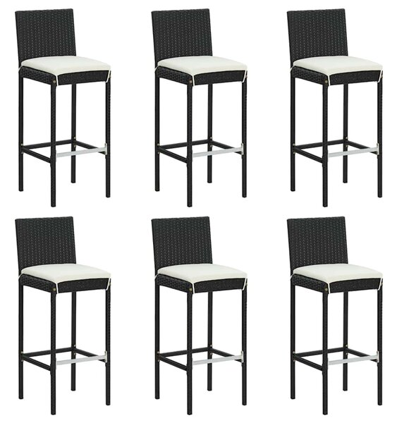 7dílný zahradní barový set s poduškami černý polyratan 3187627