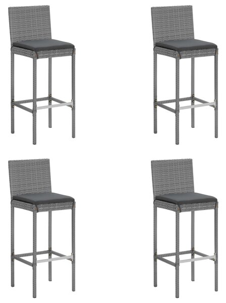 5dílný zahradní barový set s poduškami šedý polyratan 3187626