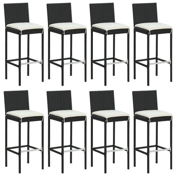 9dílný zahradní barový set s poduškami černý polyratan 3187629
