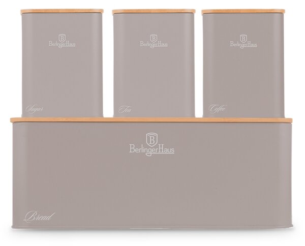 Chlebník a sada dóz na potraviny 4 ks Taupe Collection