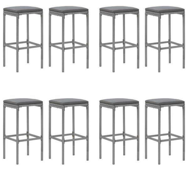 9dílný zahradní barový set s poduškami šedý polyratan 3187638