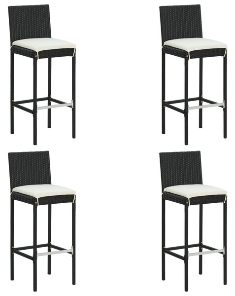 5dílný zahradní barový set s poduškami černý polyratan 3187642