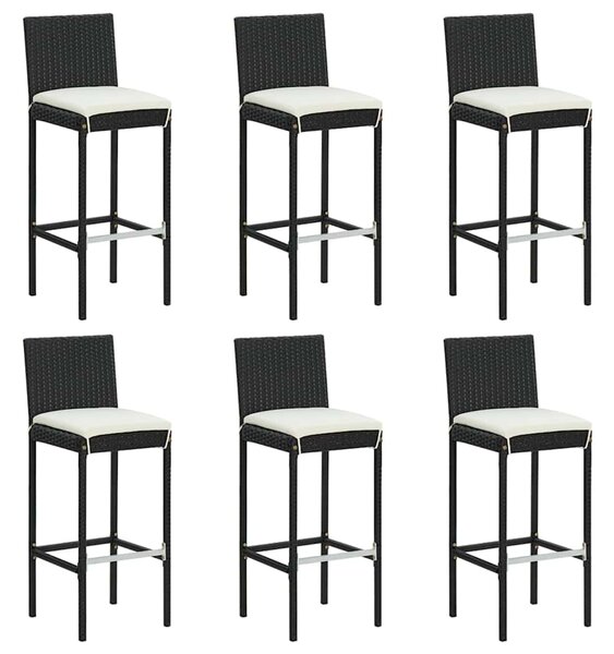 7dílný zahradní barový set s poduškami černý polyratan 3187645