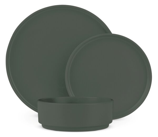 Jídelní sada talířů 18 ks Matte Green Collection