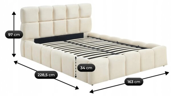 Manželská postel 140 cm Maracuja (krémová) (s roštem) (s úl. prostorem)
