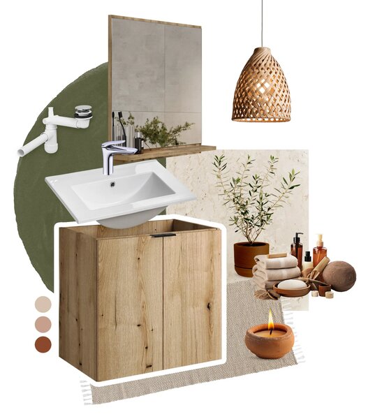 Comad Závěsná skříňka pod umyvadlo Nova Oak s deskou 140 cm dub evoke