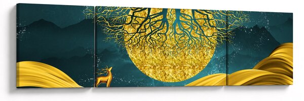 Obraz - Abstrakce, Zlatá krajina (170x50 cm)