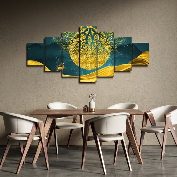 Obraz - Abstrakce, Zlatá krajina (210x100 cm)