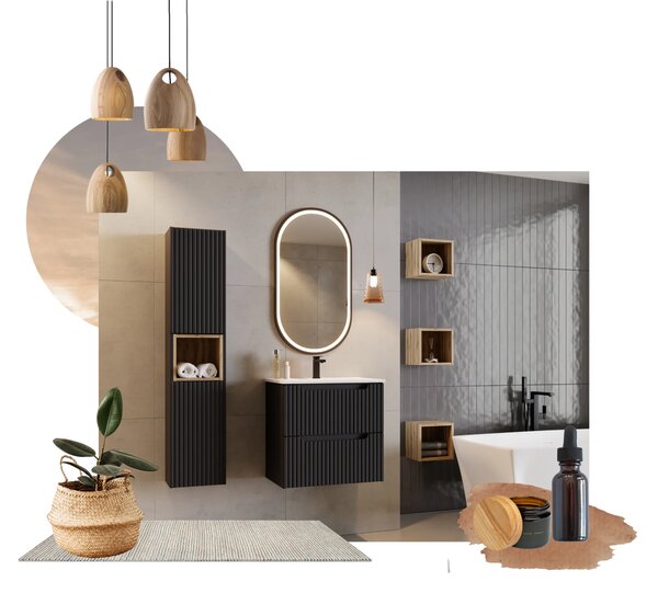 Comad Závěsná skříňka Nova Black I s deskou 50 cm černá
