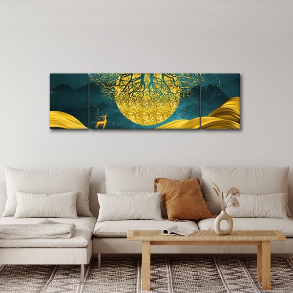 Obraz - Abstrakce, Zlatá krajina (170x50 cm)