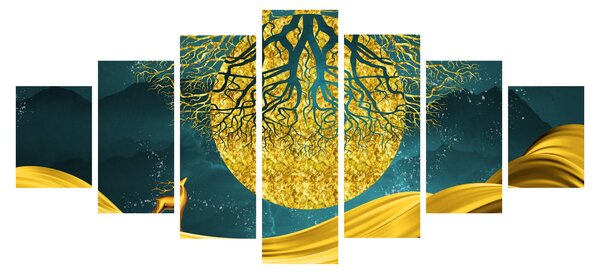 Obraz - Abstrakce, Zlatá krajina (210x100 cm)