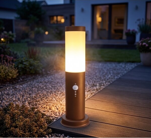 Brilagi - Venkovní lampa se senzorem NOVA 1xE27/15W/230V 40 cm IP44 hnědá