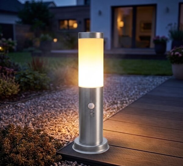 Brilagi - Venkovní lampa se senzorem NOVA 1xE27/15W/230V 40 cm IP44 matný chrom
