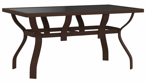 Zahradní stůl hnědočerný 140 x 70 x 70 cm ocel a sklo 318772