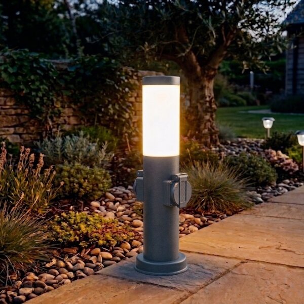 Brilagi -Venkovní lampa se 2 zásuv. SCHUKO NOVA 1xE27/15W/230V 40 cm IP44 antrac