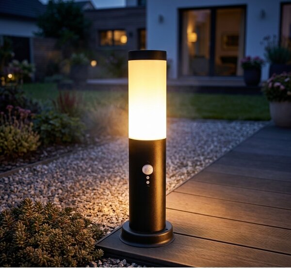 Brilagi - Venkovní lampa se senzorem NOVA 1xE27/15W/230V 40 cm IP44 černá