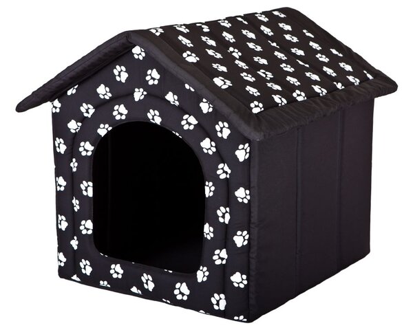 HobbyDog Pelíšek pro psa Bouda - černá a packy VELIKOST: R1 - 38 x 32 x 38 cm